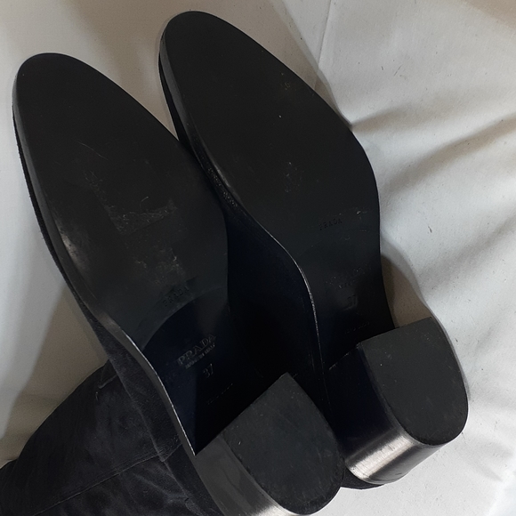 Prada black suede leather heeled boots size 37 size 7 - Picture 12 of 13